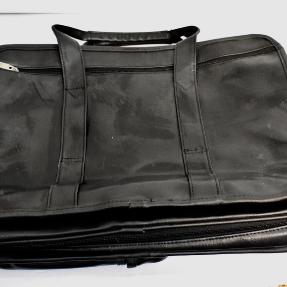 Unbranded Black Leather Computer Bag Briefcase - Picture 2 of 5